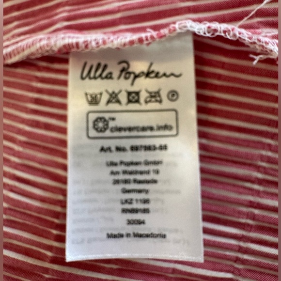 ULLA POPKEN Textured Stripe Button Front Stretch Blouse Sz 12/14 Magnolia Red - Picture 8 of 14